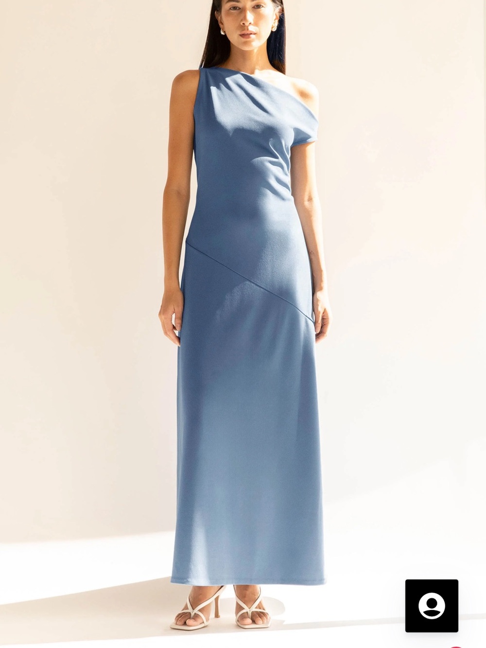OAK + FORT Off The Shoulder Slate Blue Maxi Dress